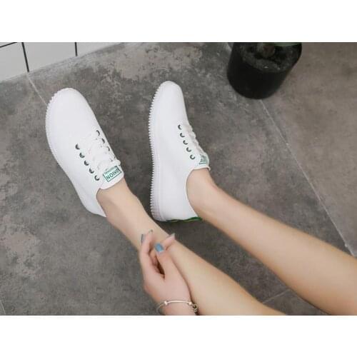 2019 new spring tenis feminino lace-up white shoes woman PU Leather solid color female shoes casual women shoes sneakers
