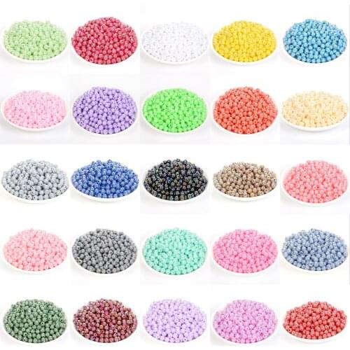 New 37 Colors 50-100 Pcs 6/8/10/12mm Round Pearl Beads For Jewelry Making DIY Loose Spacer Beads Bracelet Necklace Charm Finding