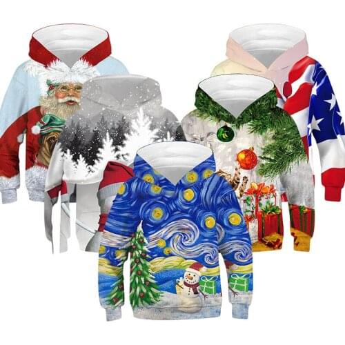 Teens Loose Casual Hooded Jacket Spring Autumn sweatshirt Boys Girls Cartoon Christmas Gifts Holiday Suit Kids Clothing Sweater