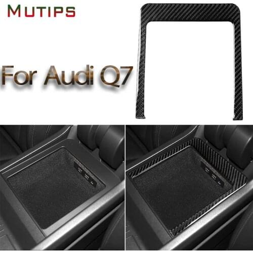 Mutips car armrest storage box frame carbon fiber sticker interior trim acccessories center console for Audi Q7 SQ7 4M 2016-2019