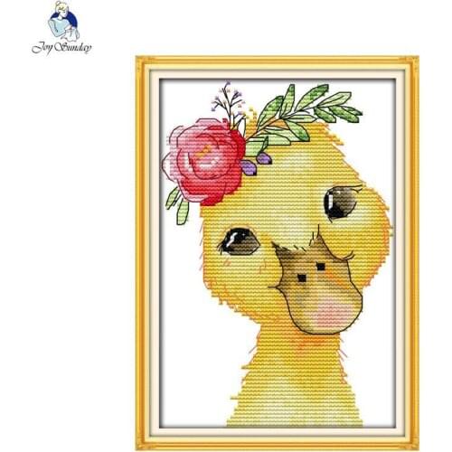 DIY cartoon pattern little yellow duck cross stitch 11CT 14CT canvas printing needlework embroidery set childrens room decor