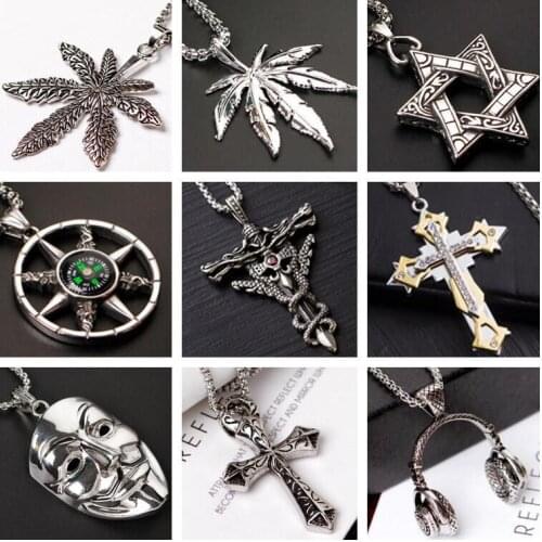 Stainless steel hip-hop personality cross necklace mens trend pendant clavicle chain accessory sweater chain