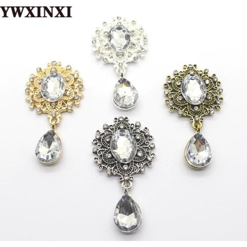Delicate Shining Brooch 45*25mm 10pcs/set Crystal Accessories Fashion Gorgeous Wedding Invitation Holiday creative Decoration