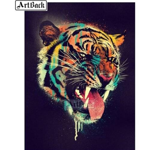 New 5d diamond painting color tiger head home decoration full square 3d diamond embroidery rhinestone mosaic animal artwork