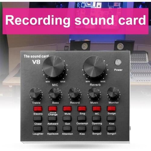 New V8 Audio Card USB External Sound Card Headset Microphone Webcast With 5.0 Personal Entertainment Streamer for PC Phone