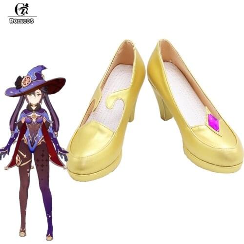 ROLECOS Game Genshin Impact Mona Cosplay Shoes Mona Cosplay High Heels Shoes for Women Halloween Shoes Cosplay