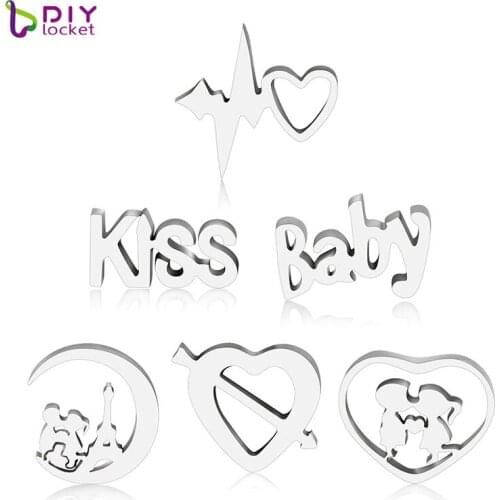 Wholesale 10pcs/lot Mix Style Mini Stainless Steel Plain Floating Charms For Glass Locket SSFC01-74