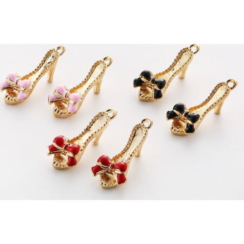 10pcs/lot High Heel Shoe Rhinestone Dangle Handmade Charms Pendant DIY for bracelet necklace bag