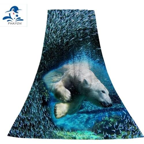 PHAYON Surf Poncho Microfiber Polar Bear Bath Towel Large Beach Towels Seabed Fishes Quick Dry Beach Mat Beach Towel for Adults