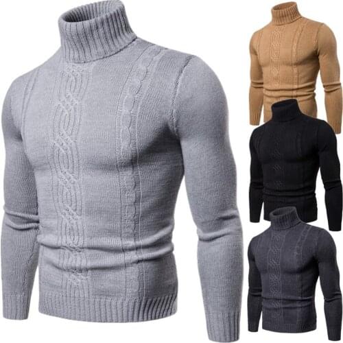 Pullover turtleneck men long sleeve sweater autumn winter base layer knitwear clothes mens casual tops sweaters chandail homme