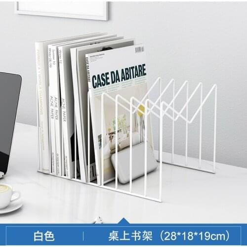 Desktop Bookshelf Dormitory Iron Storage Rack Metallic Desktop Storage Simple Office Small Magazine Organizing Shelves