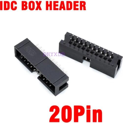 10pcs 2.54mm 2x10 Pin 20 Pin Straight Male Shrouded PCB Box header IDC Socket
