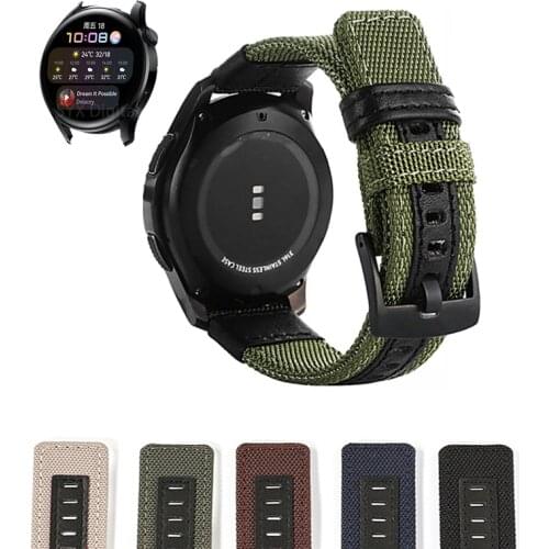 For Huawei GT 2 GT2 42mm 46mm Replacement Strap Nylon Leather Watchband For Huawei Watch 3 Watch3 Pro Smart Watch Accessories