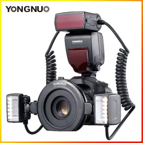 YONGNUO YN24EX E-TTL Macro Flash Speedlite 5600K Two Flash Heads with Adapter Rings for Canon 1Dx II III 5D3 6D 7D 80D Cameras