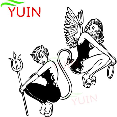 Sexy Devil Angel Girl Car Sticker Fashion Cartoon Waterproof Decals PVC Body Window Decoration Accessories Sunscreen Decal