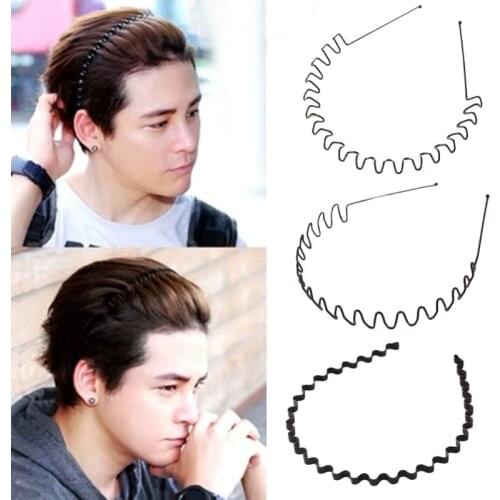 Women Unisex Metal Alloy Hairband Spring Wave Metallic Color Elastic Hair Hoop Iron Craft Twist Braided Wash Face Geometric Head