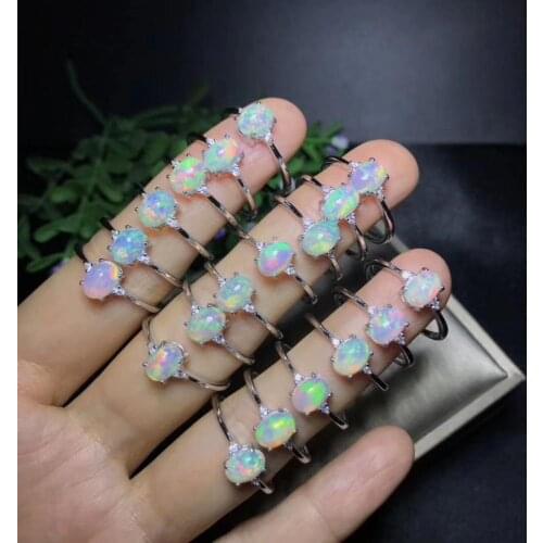 Shop new products, recommended by the owner Natural opal woman rings change fire color mysterious 925 silver adjustable size
