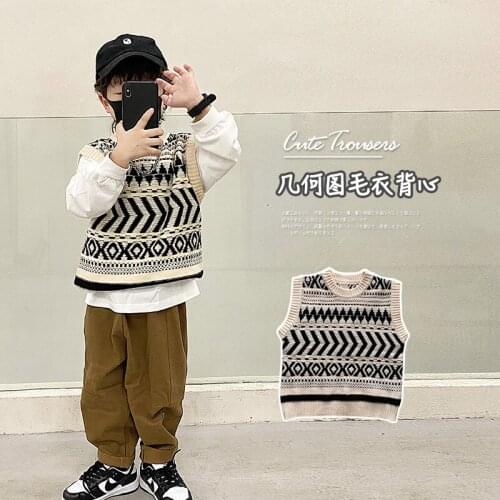 Vest Outerwear O-neck Collar Pullover Solid Regular Cotton New Fashion Simple Cute Cool Spring Autumn Children Unisex