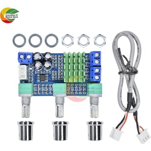 Ziqqucu XH-M567 DC 12 -24V 80Wx2 Dual Channel Digital Audio Board TPA3116D2 Treble Bass Regulating Preset Pre Amplifier Module
