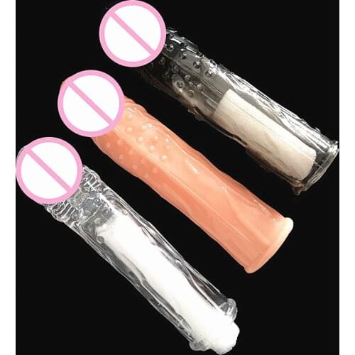 1PC Reusable Condoms Crystal Penis Extender Sleeve Delay Ejaculation Prostate Massager Cock Ring Men Intimate Sex Products