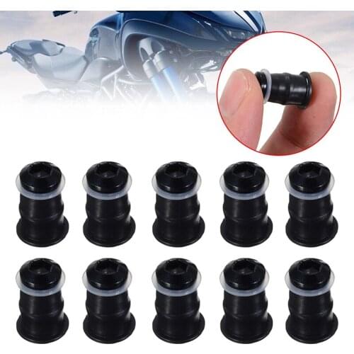 10pcs Motorcycle Windscreens Wind Deflectors M5x16mm Screws Black Anodized Aluminum M5 Rubber Nuts Neoprene Set 5mm