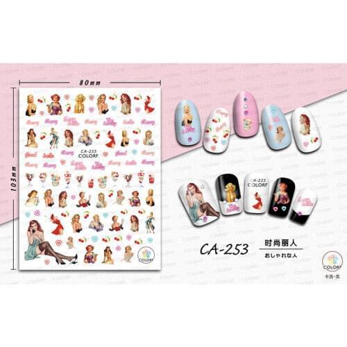 10PCS CA253-270 Fashion tropical unicorn nail art sticker