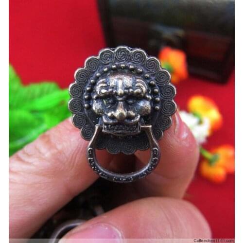 100pcs/lot zinc alloy bronze 20x17mm lion head handle for box