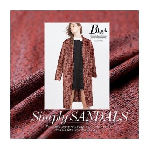 150cm width 410g/m weight orange black color tweed 100%wool materials spring autumn overcoat DIY clothes fabrics Free shipping