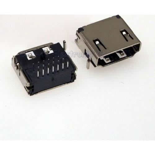 20pcs 19PIN HDMI Jack 90 degree three rows pin two fix foot HDMI Port Interface