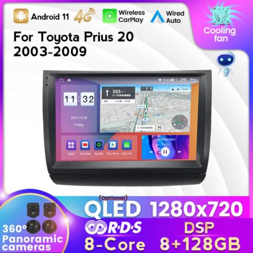 6GB+128G IPS 1280X720 For Toyota Prius 20 2003-2009 Android 10.0 8-core Gps Navigation Car Multimedia Player Radio RDS DSP DVR