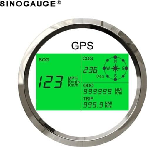 85mm LCD Digital Speedometer GPS Blind Area Odometer Compensation For Motor Yacht TFT Screen MPH(Mi), Knots(NMI), Km/h (KM)