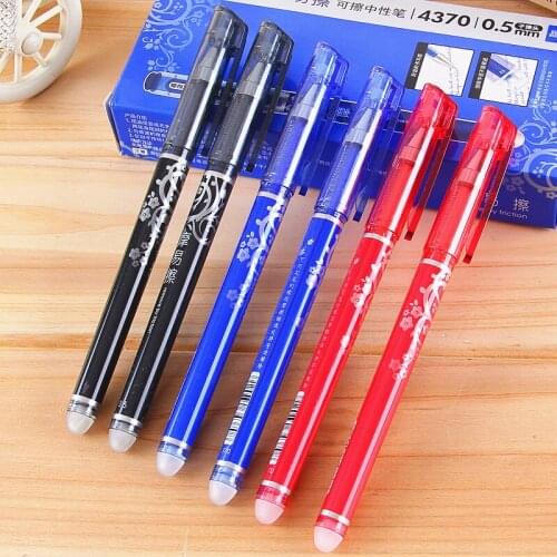 Aihao 4370 erasable gel pen 0.5mm black/blue/dark blue/red Office & School Student Stationery Supplies 12pcs/lot