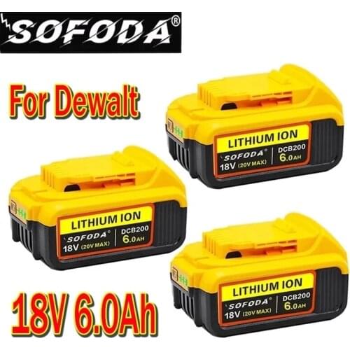 3pcs 18V 6.0Ah MAX XR Battery power tool Replacement for DeWalt DCB184 DCB181 DCB182 DCB200 20V 6A 18Volt 18 v Battery