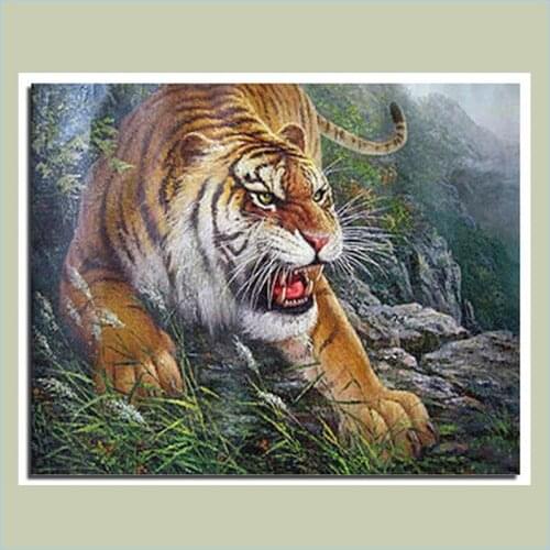 Diy Diamond Painting Rhinestone Crystal Embroidery Cross Stitch Kits Diamond Mosaic Needlework The Fierce Tiger Craft Decorative