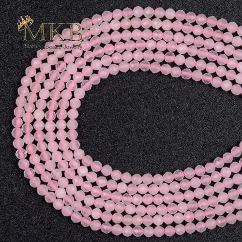 2 3 4mm Natural Stone Beads Faceted Rose Pink Quartz Crystral Beads For Jewelry Making Diy Bracelet Necklace Accessories 15