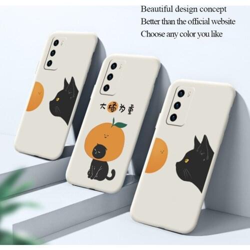 Playful Cat Phone Case For Huawei P40 P40Lite P30 P20 Mate 40 40Pro 30 20 Pro Lite P Smart 2021 Y7a Liquid Silicone Cover