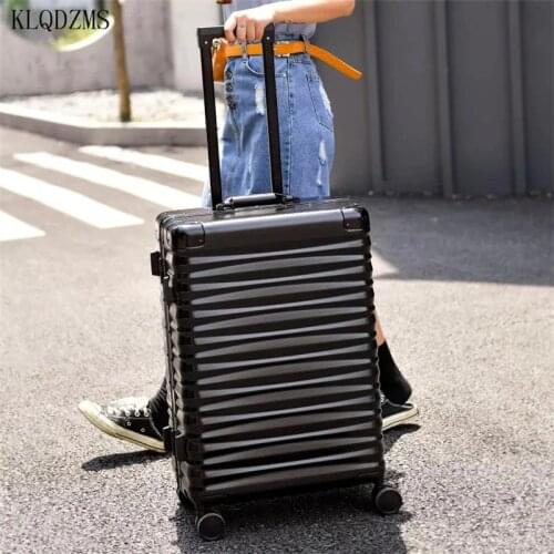 KLQDZMS 20/24/26/28inch aluminum frame rolling luggage spinner brand travel bags business trolley suitcase wheels