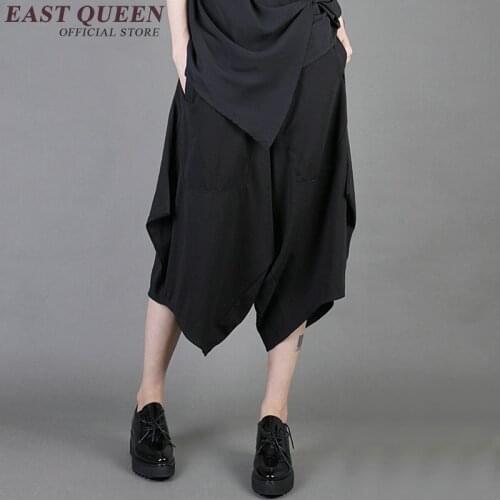 Business office Palazzo culotttes irregular wide leg pants women female asymmetrical baggy ladies elegant pants trouser AA2742