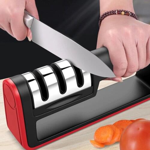 Eworld Professional 3 Stages Knife Sharpener Knife Grinder Non-Slip Silicone Rubber Quick Knife Sharpening Kitchen Tools