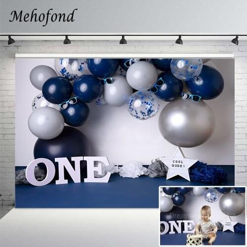 Mehofond Photography Background Boy First 1st Birthday Party Blue Balloons Cool Backdrop For Photo Studio Photozone Photocall