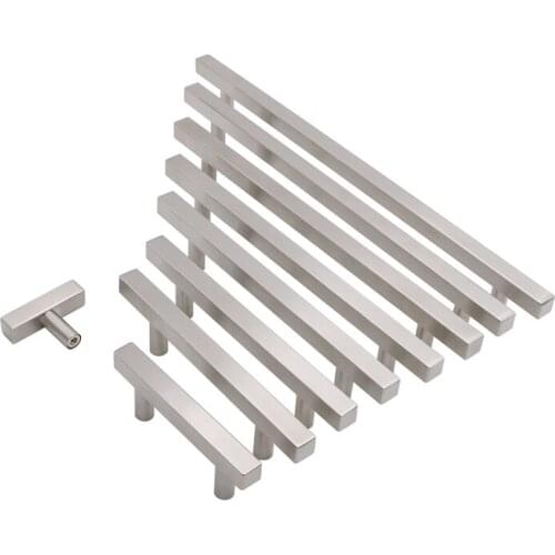 Goldenwarm Brushed Nickel Kitchen Cabinet Handles Square T Bar Stainless Steel Wine Cupboard Desk Drawer Pulls Knobs 25 Pieces