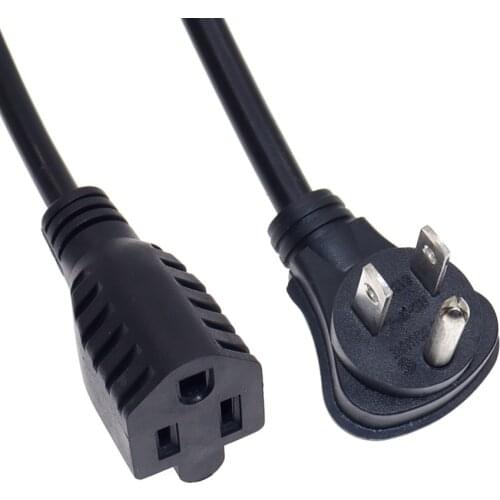 USA 3Pin Male to Female AC Household Cable 1ft/0.3m, NEMA 5-15P to 5-15R Adapter Power Extension Cord 18AWG