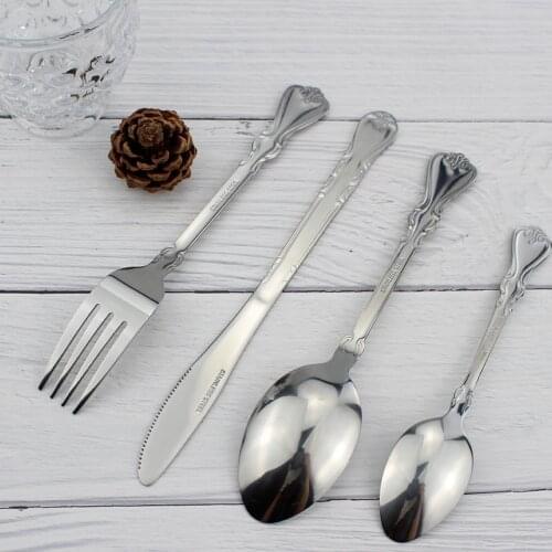 Classic Vintage Style Stainless Steel Western Dinnerware set Matte Antique Finish Cutlery Set Tableware For Kitchen Family