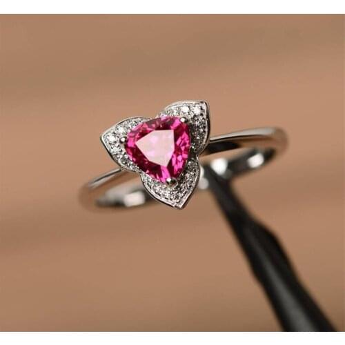 S925 Sterling Silver Ring for Women Diamond Wedding Fine Jewelry for Luxury Christmas Red Diamond Vintage 924 Silver Women