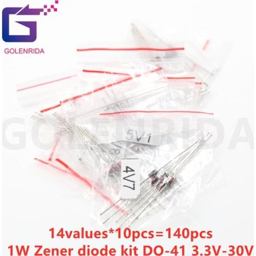 14values*10pcs=140pcs 1W Zener diode kit DO-41 3.3V-30V component diy kit