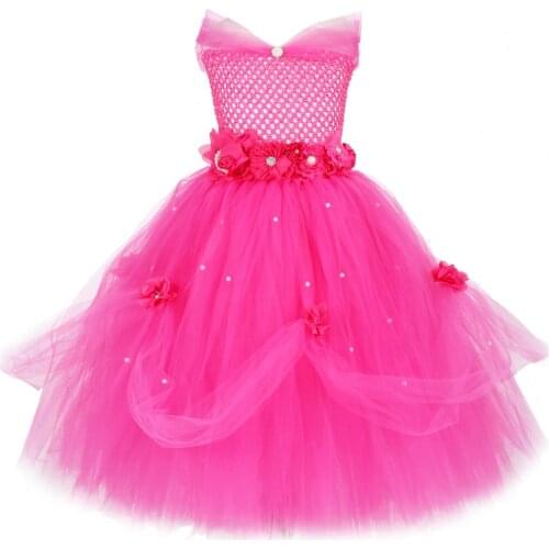 Beauty Belle Princess Fancy Dress for Girls Cosplay Halloween Costumes for Kids Flower Girl Wedding Dresses Long Ball Gown 1-14Y
