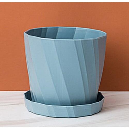 Reusable Plastic Planters Indoor Flower Plant Pots Modern Round Flower Pot with Tray Decorative Gardening Pot ASD88