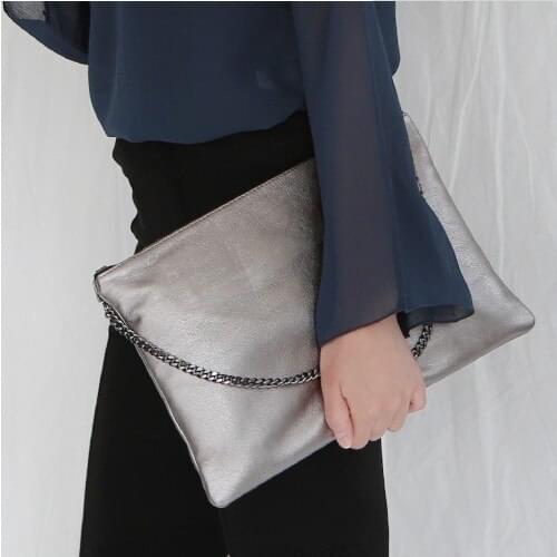 Fashion Shiny Women Clutches Party Envelope Clutches for ladies handbag chain Shoulder Bags female bolsas silver