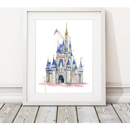 Cartoon Girl Magic Castle with Princess Nordic Posters And Prints Wall Art Canvas Painting Nursery Wall Pictures Kids Room Decor