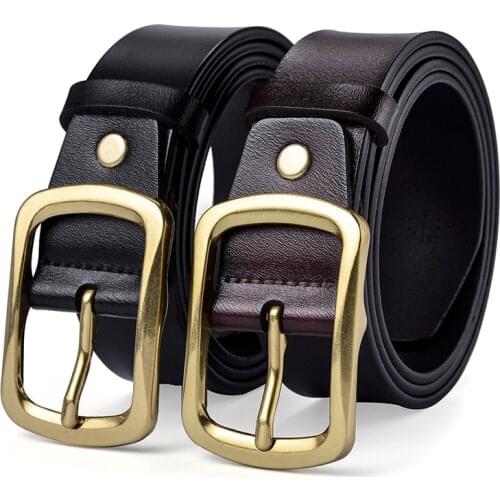 Mens Leather Pin Buckle Belt Mens Belt Fashion Casual Pure Cowhide Jeans Belt 110-125CM